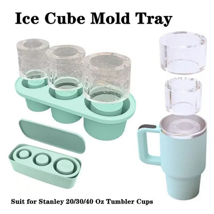 3-Grid Silicone Ice Cube Tray for 30/40oz Stanley Tumblers