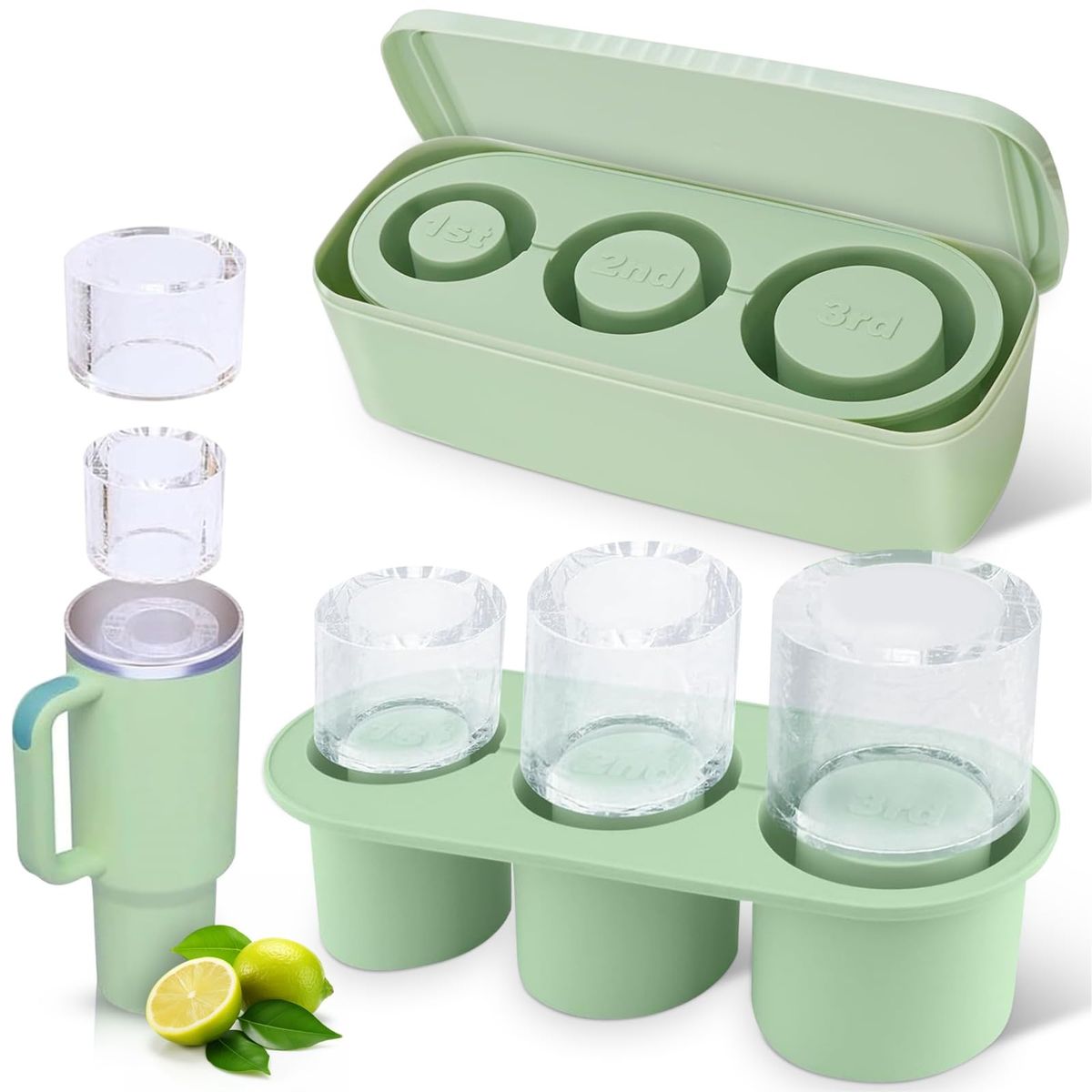 3-Grid Silicone Ice Cube Tray for 30/40oz Stanley Tumblers